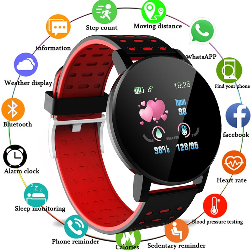 

Relogio 2020 Hot Sale 119plus Round Smart Watch Man Smartband Bluetooth Fitness Tracker Heart Rate Blood Pressure Monitor Smartw