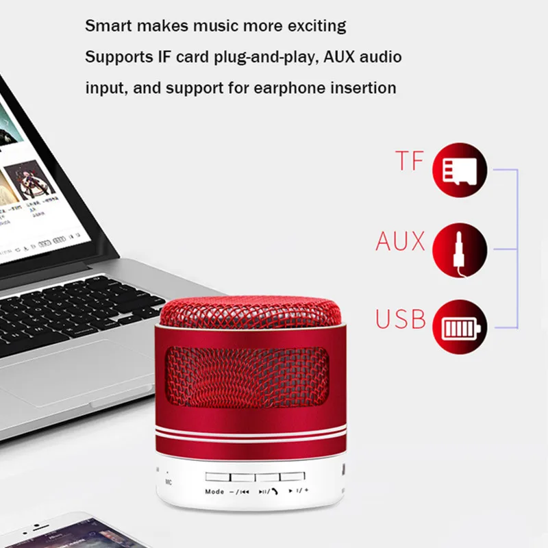Высококачественная железная Bluetooth Колонка hifi цветной светодиодный беспроводной портативный мини-динамик для TF карты fm-радио MP3 с микрофоном Звонки