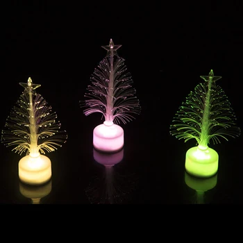 

Colored Fiber Optic LED Light-up Mini Christmas Tree with Top Star Battery Powered Children Toy Light Tree J2Y