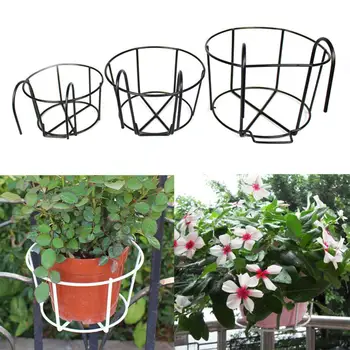 

Flower Pot Basket Holder Iron Craft Balcony Garden Plant Planter Vase Organizer With Round Hook Home Patio Gadget Decoration