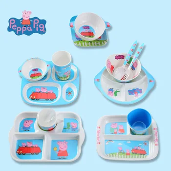 

Peppa Pig Tableware Cartoon Cute Children's Dinnerware Kitchen Supplies Bowl Dishes Plate Fork Spoon