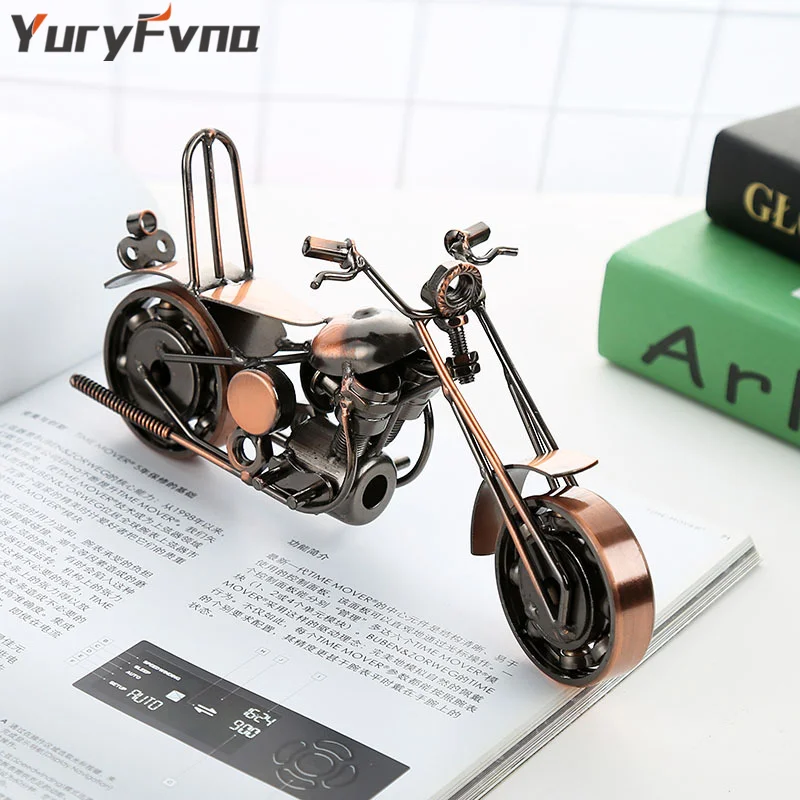 YuryFvna Винтаж Ручная работа Железный мотоцикл модель Фигурка Коллекционная
