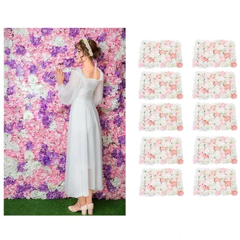 

10pcs Artificial Rose Floral Wall Wedding Photography Backdrop Art Fabric Studio Flowers Wall Photo Backdrop Artificial Flowers