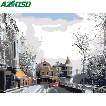 

AZQSD Oil Painting By Numbers Canvas Landscape Unframe DIY Acrylic Paint Kits Coloring By Numbers Tree Handpainted Gift