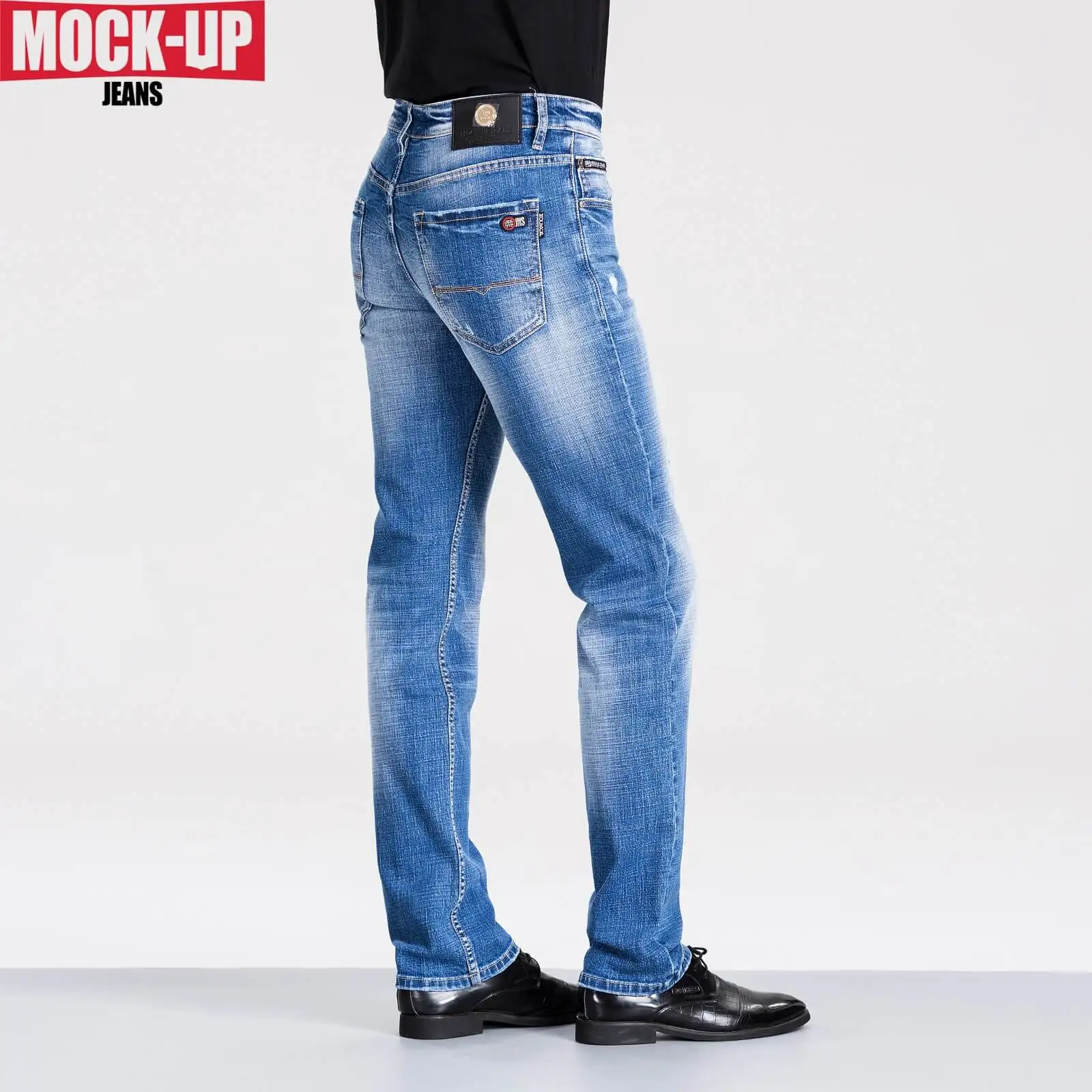Бренд Mock Up, осенние весенние мужские повседневные байкерские Джинсы средней плотности, Стрейчевые джинсовые штаны, одноцветные облегающие джинсы dsq, модные стильные джинсы