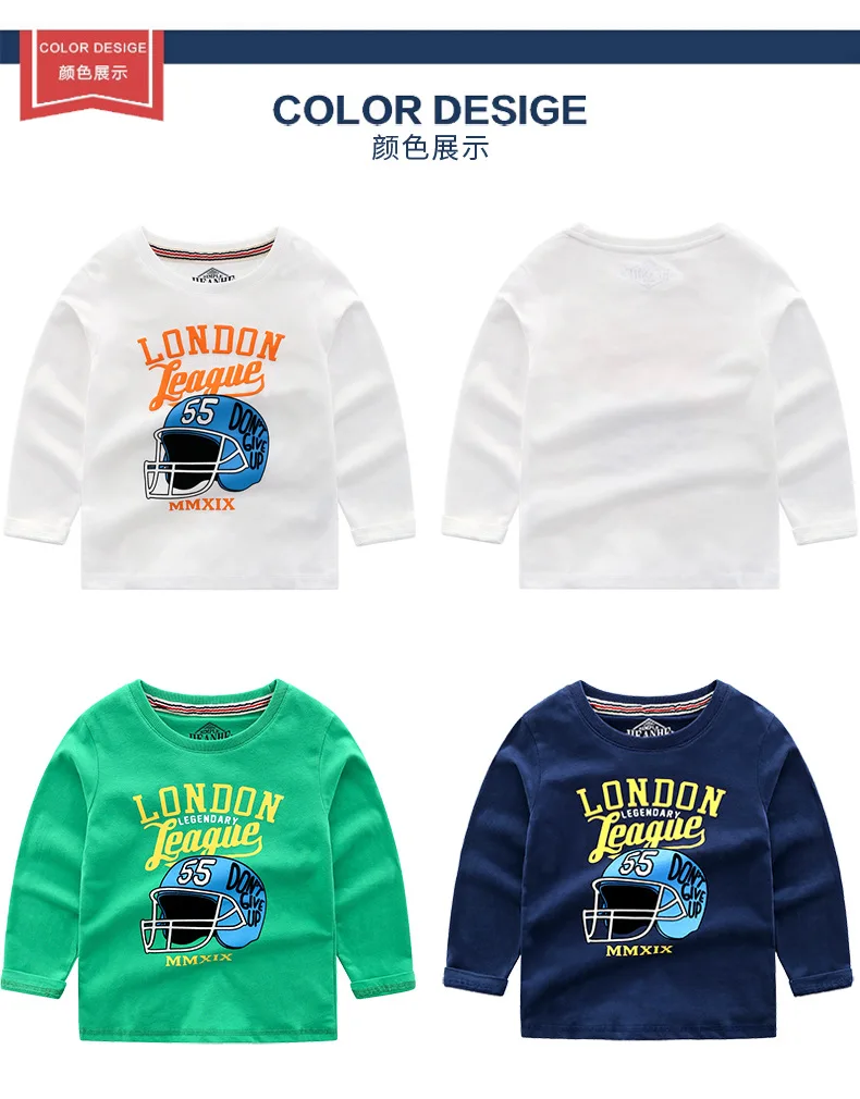 BOY'S T-shirt Long Sleeve Spring And Autumn New Style Childrenswear T-shirt Boy Western Style Base Shirt Fashion Baseball C