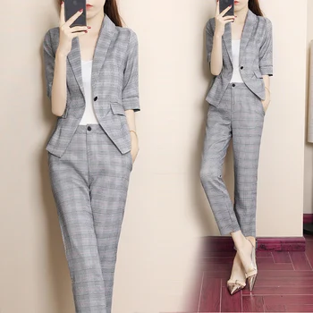

Women's suit 2020 summer Korean version fashion temperament casual middle-sleeved suit professional suit thin section