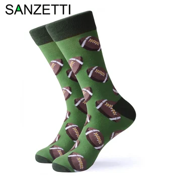 

SANZETTI 1 Pair Happy Socks High Quality Men's Colorful Comfortable Combed Cotton Rugby Football Golf Gift Wedding Dress Socks