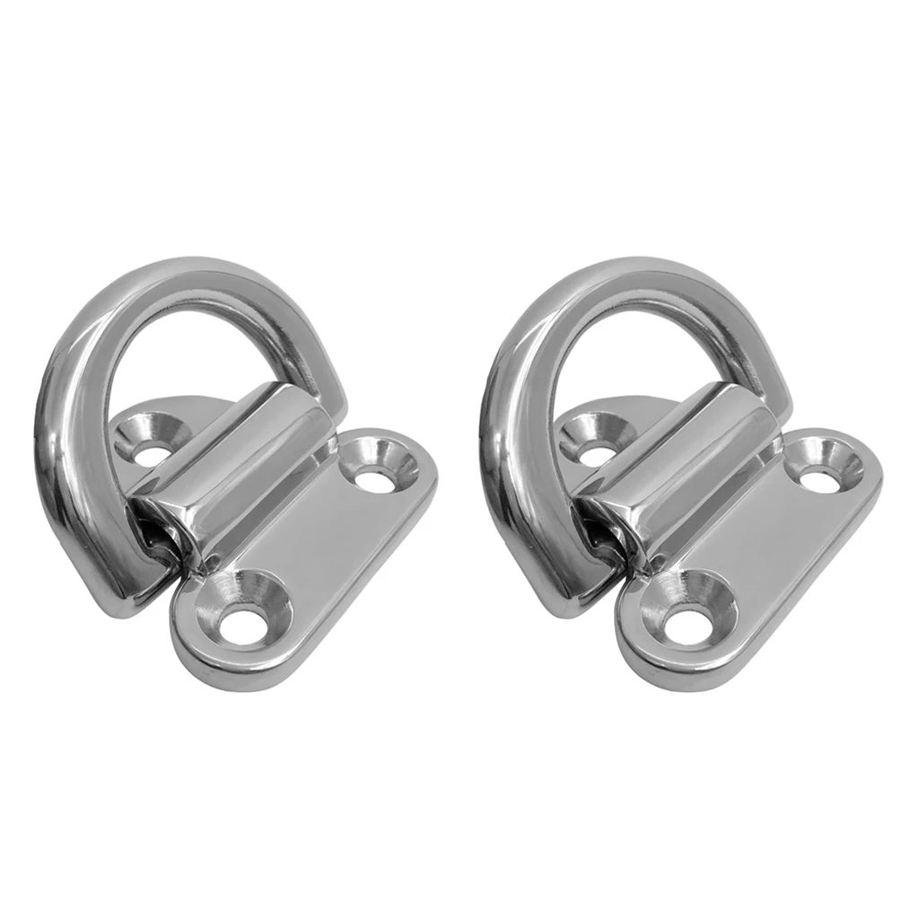 8 Pack of Folding Pad Eye Lashing D Ring Tie Down Anchor Point Marine Trailer Truck, 316 Stainless Steel