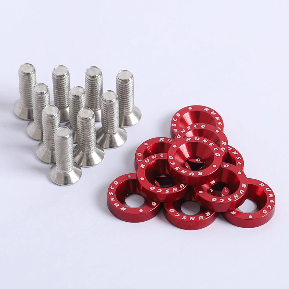 10Pcs/Pack fender washers Aluminum M6 Fender Washers and Bolt License Plate Frame Washer Bolts Honda Nissan Bmw