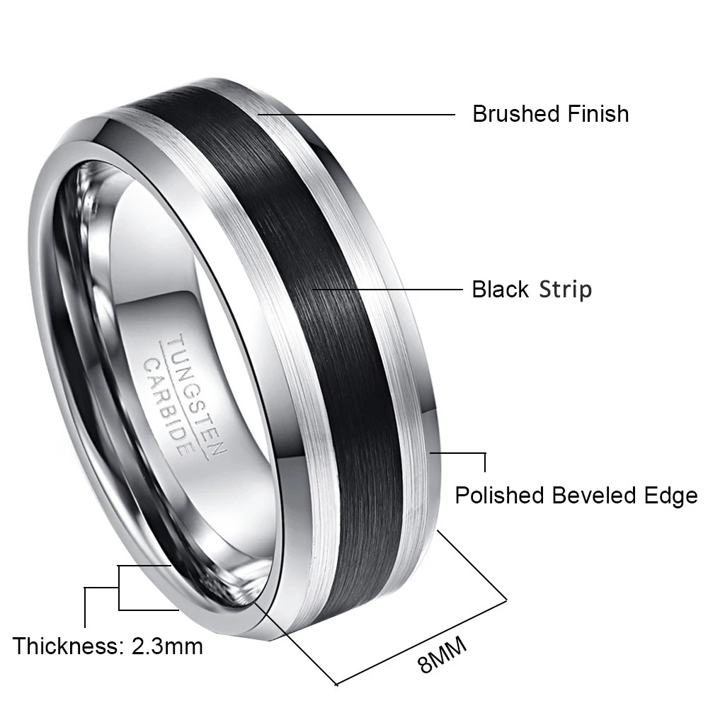 Черные белые мужские кольца вольфрам карбид обручальные кольца Anillos para hombres Pierscienie 8 мм ширина