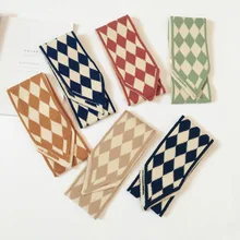 Simple Rhombus Contrast Color Knitting Children Scarf Small Cute Double Sided Scarf Snood Children Streetwear Kids Neck Collar