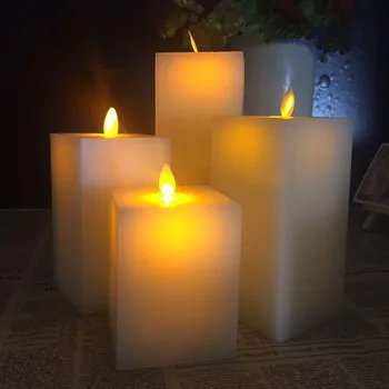 

set of 4 Swinging Moving Dancing wick Battery Powered Smokeless Square LED Electronic Candle light Wedding Xmas Home table decor