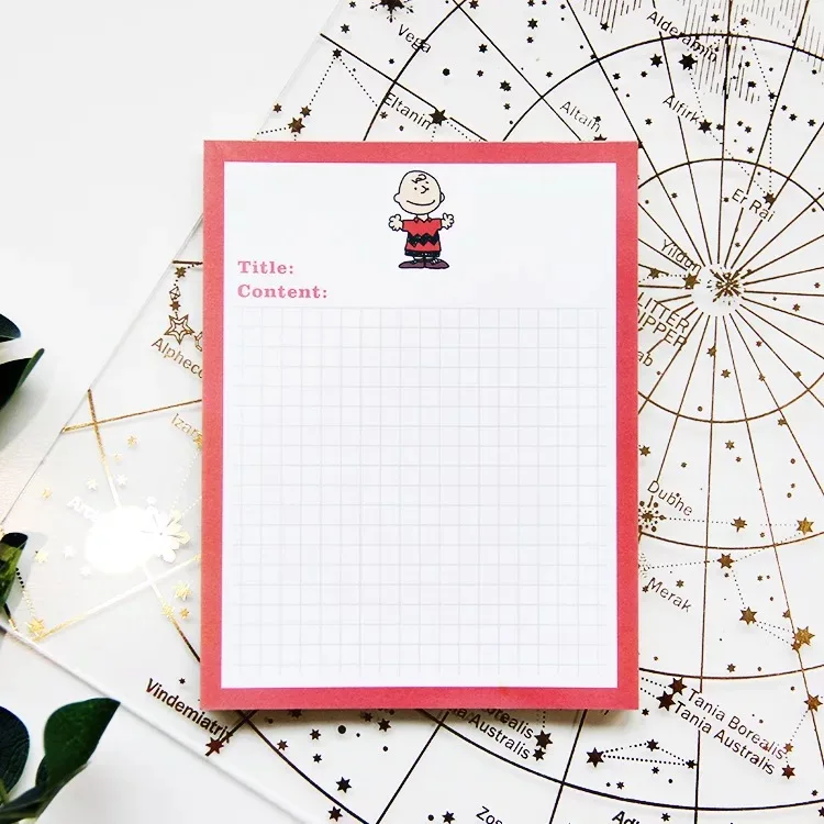 Два размера Peanuts Rogue Dog Charlie Cartoon Kawaii grid memo pad Note Pad Блокнот бумага книга сообщений школа планирования офис - Цвет: small size