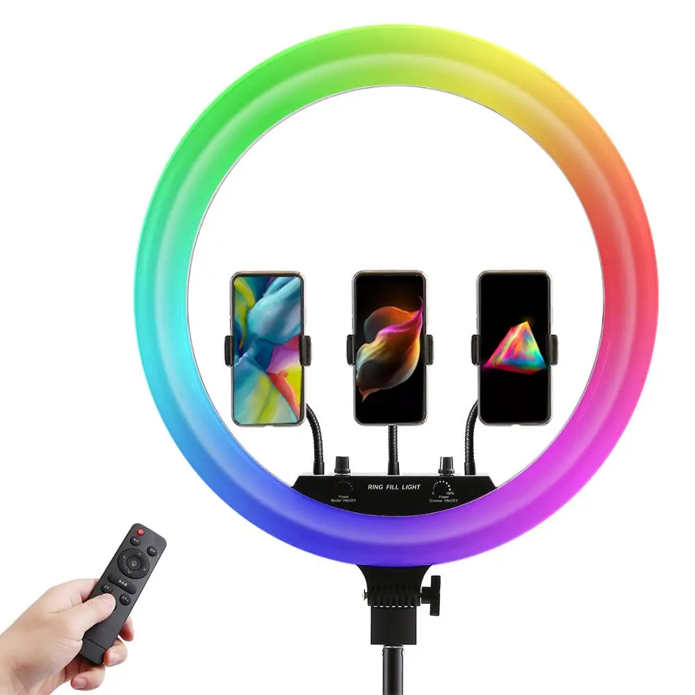 18Inch Photo Studio lighting LED RGB Ring Light Photography Dimmable Large Lamp With 200cm Tripod for VideoMakeup