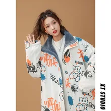 New style cotton jacket women's design sense niche lamb wool coat thickened both sides wear oversize cotton jacket winter