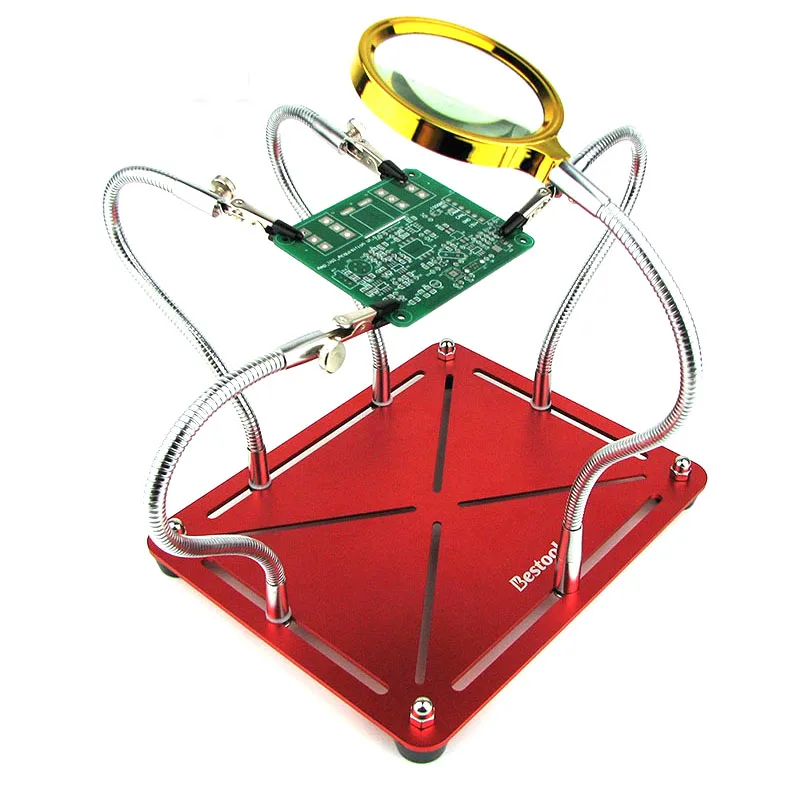 

Helping Hands Soldering Work Third Hand Welding Repair Tool PCB Circuit Board Holder Stand With 4pc Flexible Arms Screw fixing