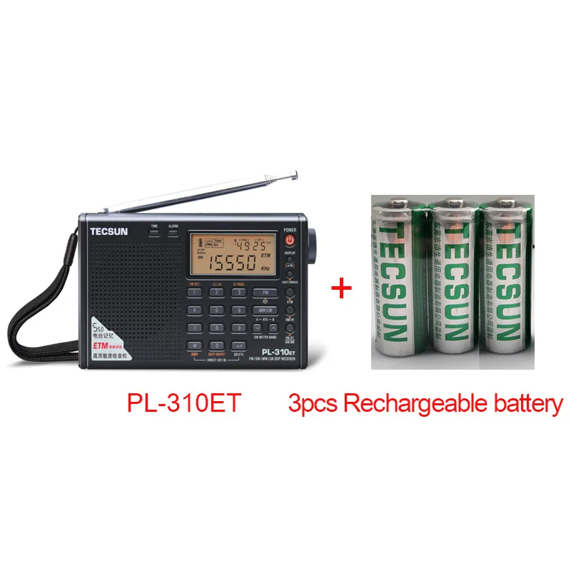 TECSUN PL-310ET FM AM MW SW LW приемник DSP WORLD BAND коротковолновое радио Цифровая Демодуляция стерео радио приемник Прямая поставка - Цвет: Black and battery