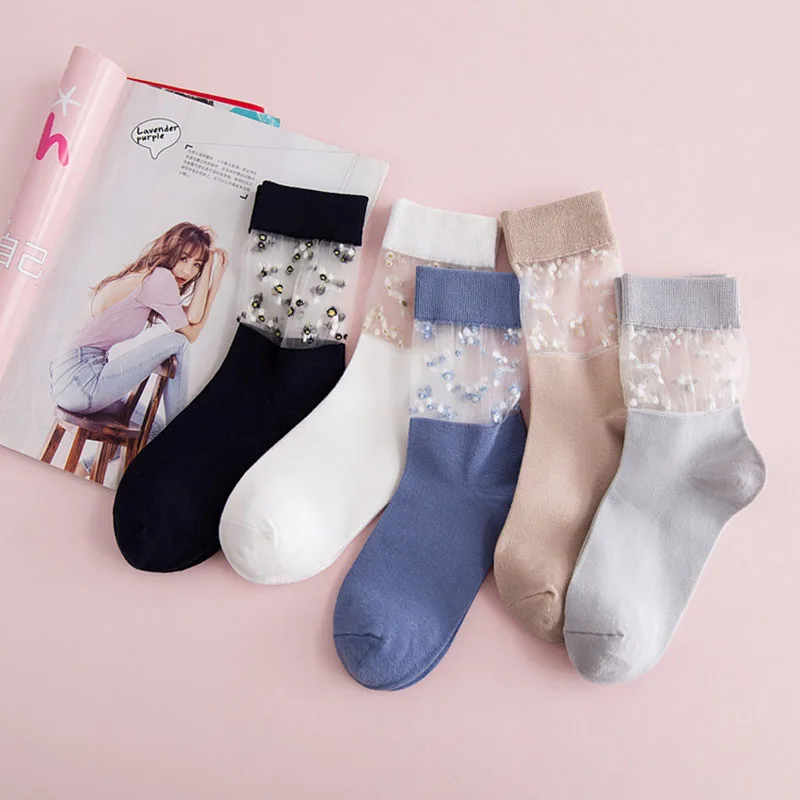 

Kids of Cute sexy stockings and Lace Stockings Fashion Trend cotton Small Fragmented Glass Filament Transparent Stitching Long
