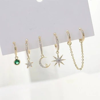 

New Korean Earings Fashion Jewelry Stars And Moon Earrings Set Earrings For Women Oorbellen Women Accessories Bijoux Homme