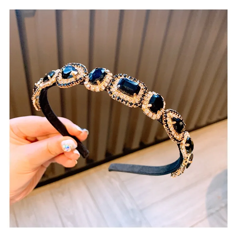 Fashion Colorful Rhinestone Jewel Hairband For Women hair clips Headband Hair Bands hair accessories gumki do wlosow haarband - Color: A