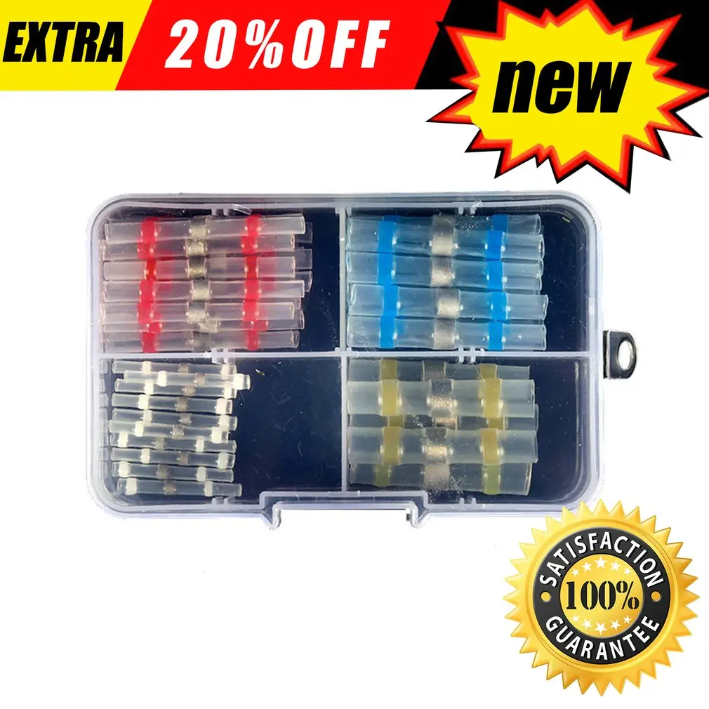 

Waterproof Solder Ring Heat Shrinkable Terminal Solder Socket Terminal Block 50Pcs Combination Boxed