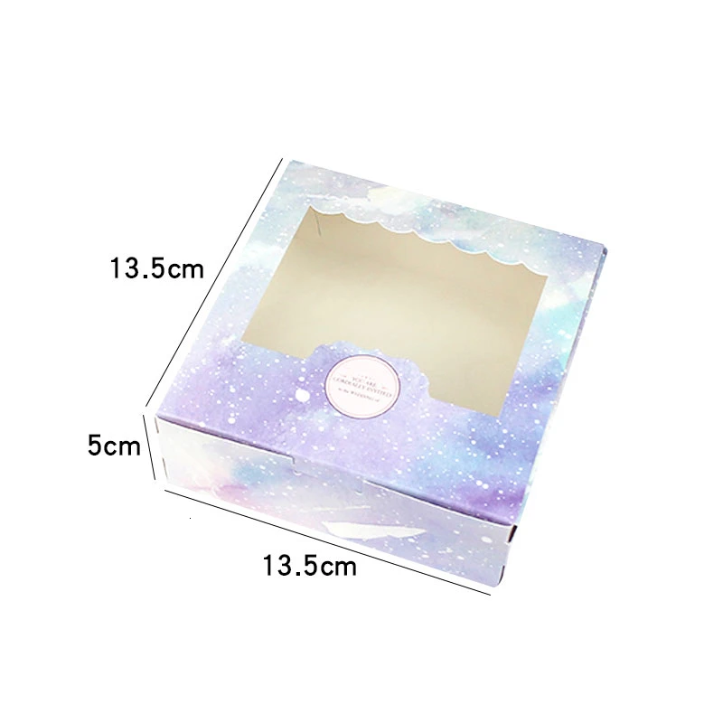 10/20PCS Gift Box With Window Galaxy Star Wedding Gift Box For Cake Candy Food Cookie Packaging Box Gift Wedding Favors Supplier