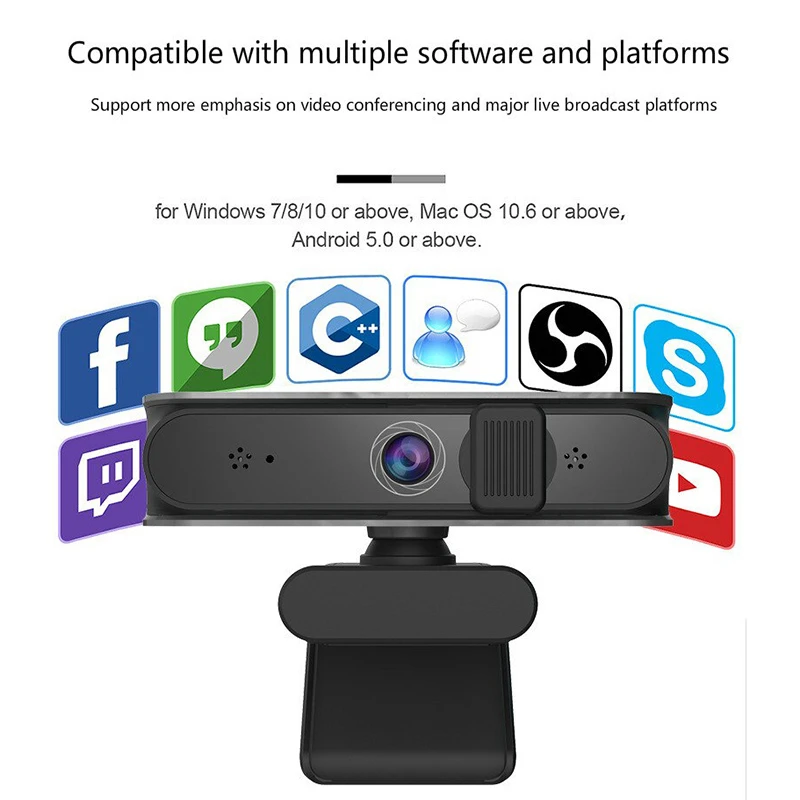 

SeenDa Full HD 1080P Webcam 30fps 5MP Auto Focus 80Â° Wide Angle Webcam Camera USB2.0 360Â° Rotate Camera for Video Conference