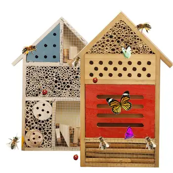 

AUGKUN Insect Hotel Insect House Bee Box Insect Feeding Nest Butterfly Insect Hotel Nesting Box For Bees Butterflies Garden