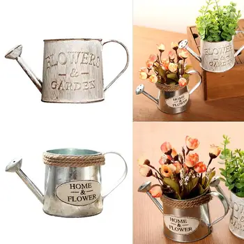 

Iron Flower Pot Flower Vase Vintage Bucket Flowerpot Retro Bonsai Display Stand Home Garden Planting Flowerpot Succulent Decor
