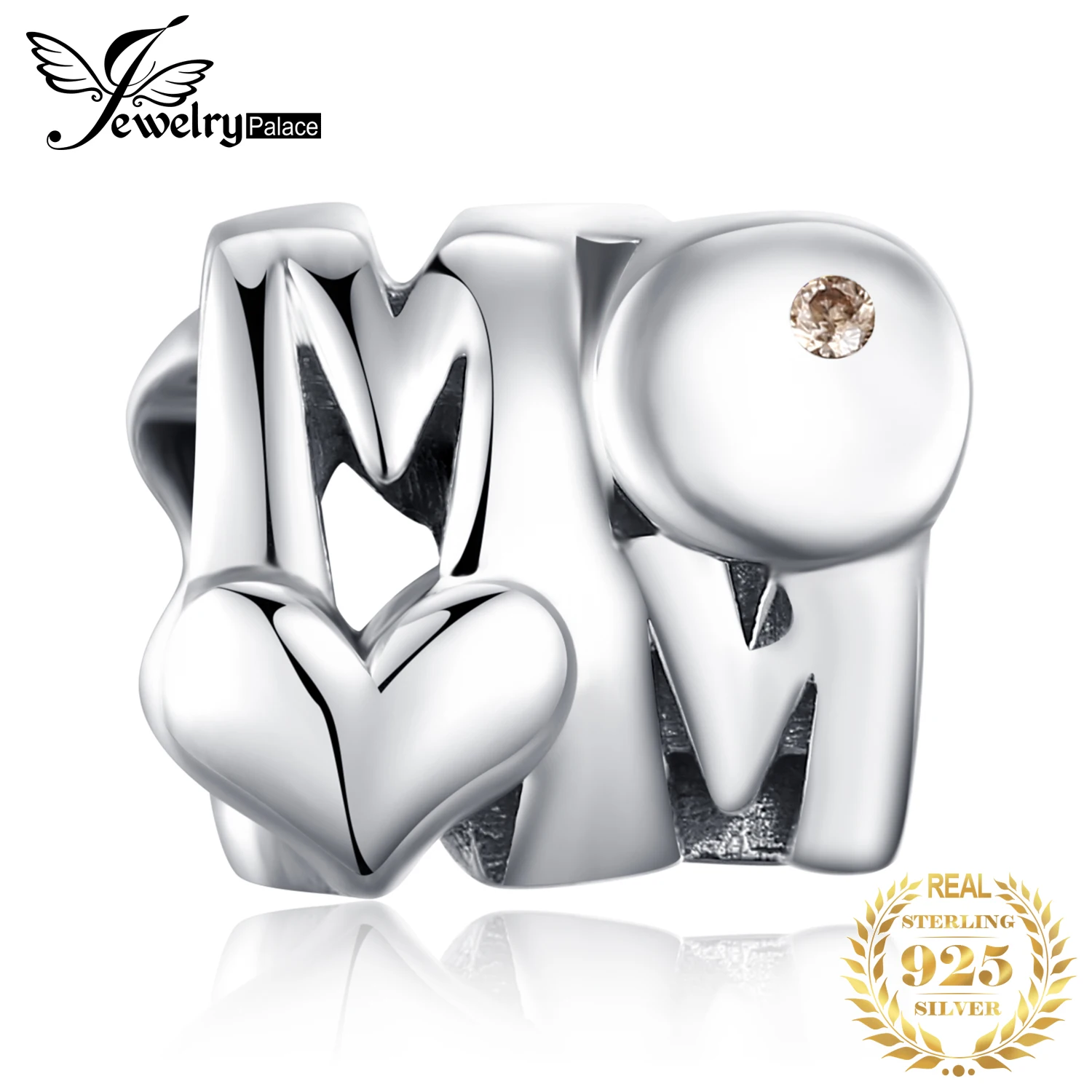 JewelryPalace 925 пробы серебро шампанское кубического циркония мама и сердце Шарм бисер