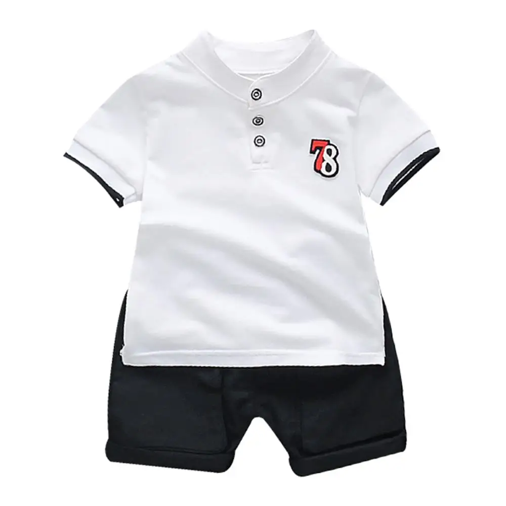 

Summer Boys Short Sleeve Number Print Tops Blouse T-shirt+Shorts Boy Sports Suit Children Clothing Outfits