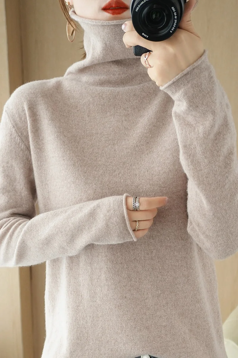 2020 Women's sweater Basic Knitted Sweater Female Solid Turtleneck Collar Pullovers Warm Autumn Winter | Женская одежда