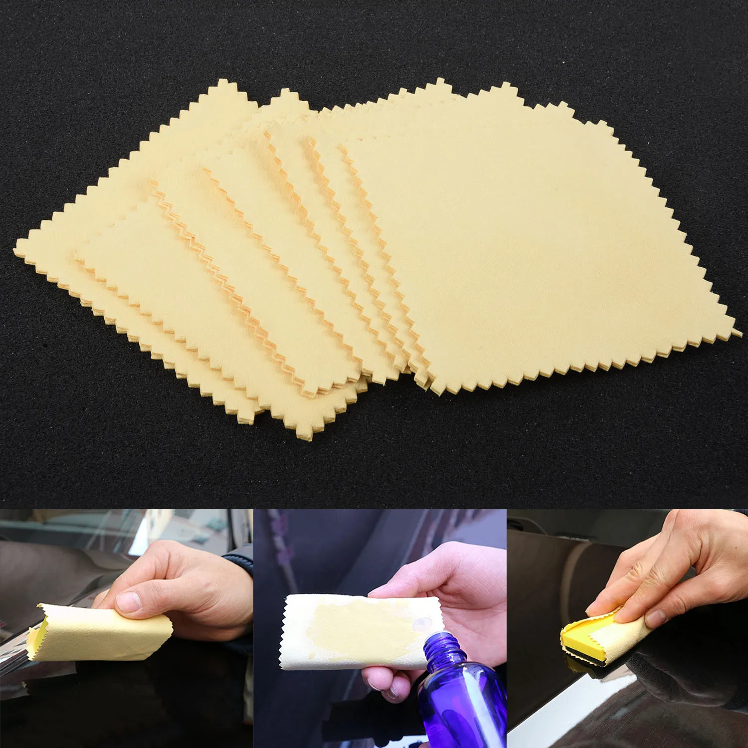 1xMicrofiber салфеткой/Безворсовая нано-покрытие автомобиля Стекло воском Полотенца-желтый
