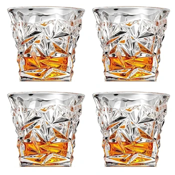 

Set of 4-320ml Clear Crystal Whiskey Glass Glassware for Whiskey Beer Drinking Cup Wine Glass