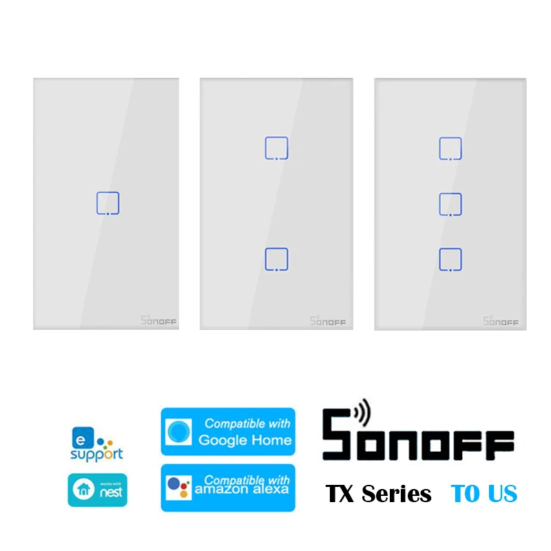 

SONOFF T0 US TX Series WiFi smart switch Home Automation Modules WiFi Wall Switches Compatible with eWelink Google Home Alexa