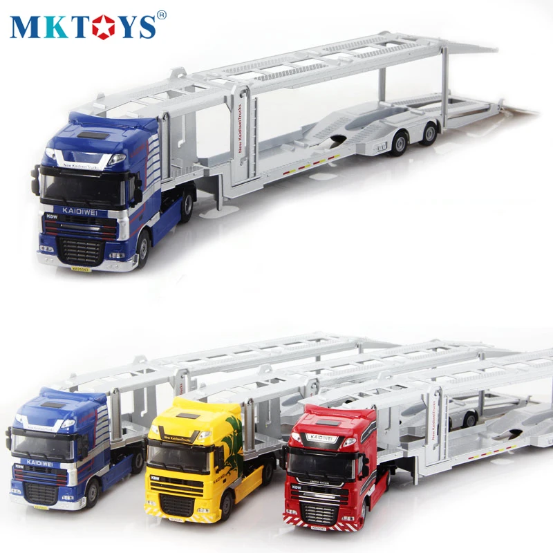 1:50 Alloy Diecast Double-deck Car Transporter Flat-bed Trailer Truck ...