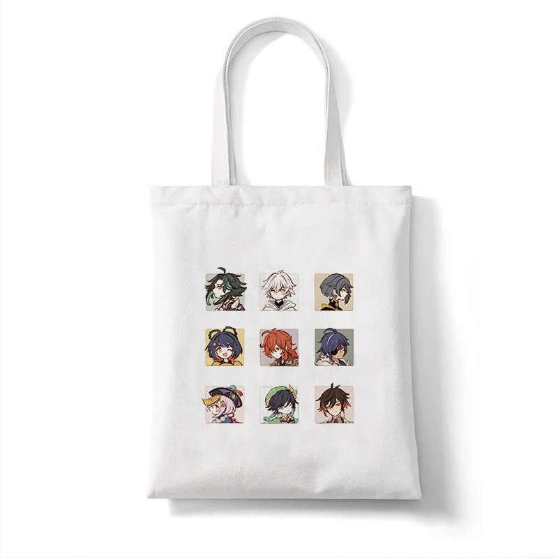 Canvas Bag Shopper Bag Genshin Game Kawaii Anime Shopping Bags Handbags Shoulder Bag Casual Handbag Women High Capacity Eco Bag