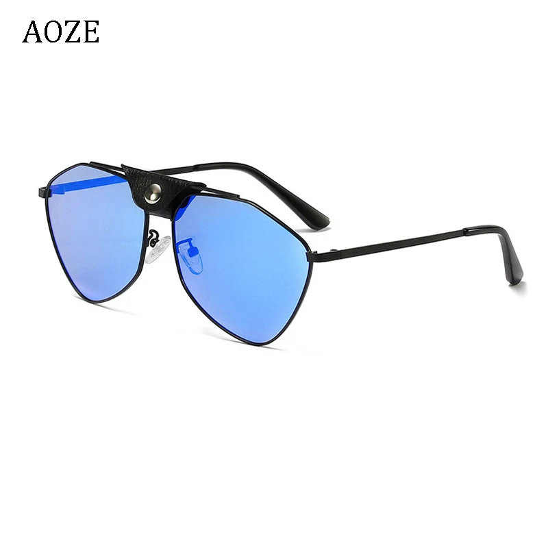 AOZE Роскошные полигон винтажные поляризационные солнцезащитные очки унисекс ретро заклепки кожа клип солнцезащитные очки для вождения солнцезащитные очки UV400
