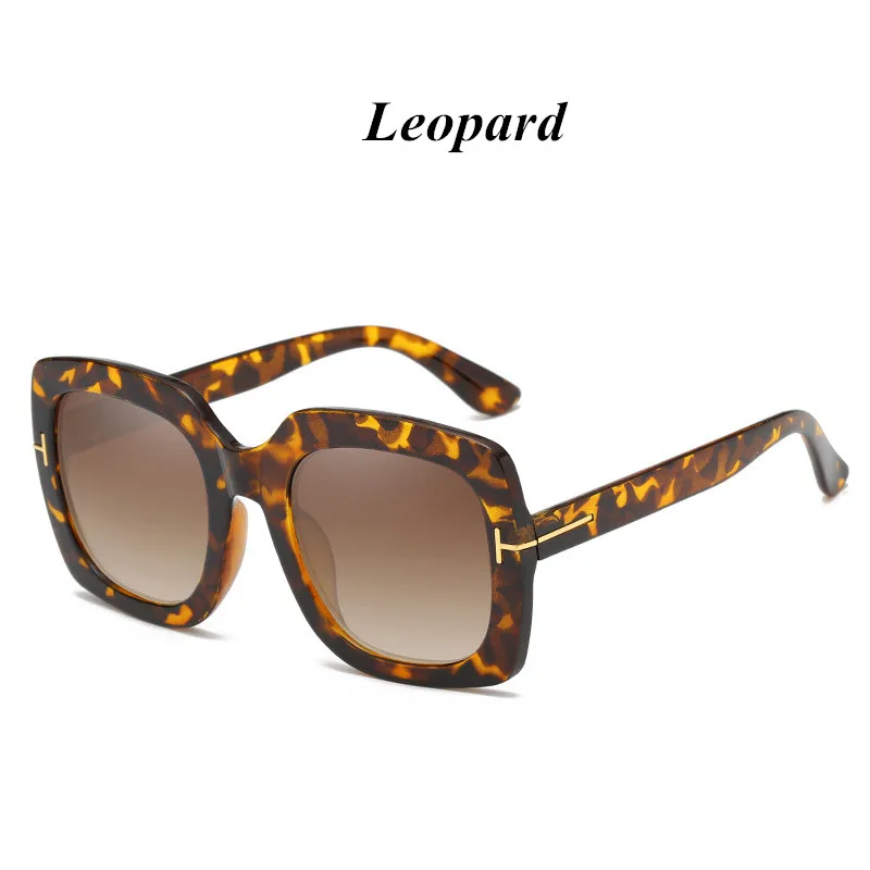 Classic Vintage Plastic Square Sunglasses Fashion Brand Design Women Travel Sunglasses Luxury Men Driving Sunglasses - Цвет линз: Leopard