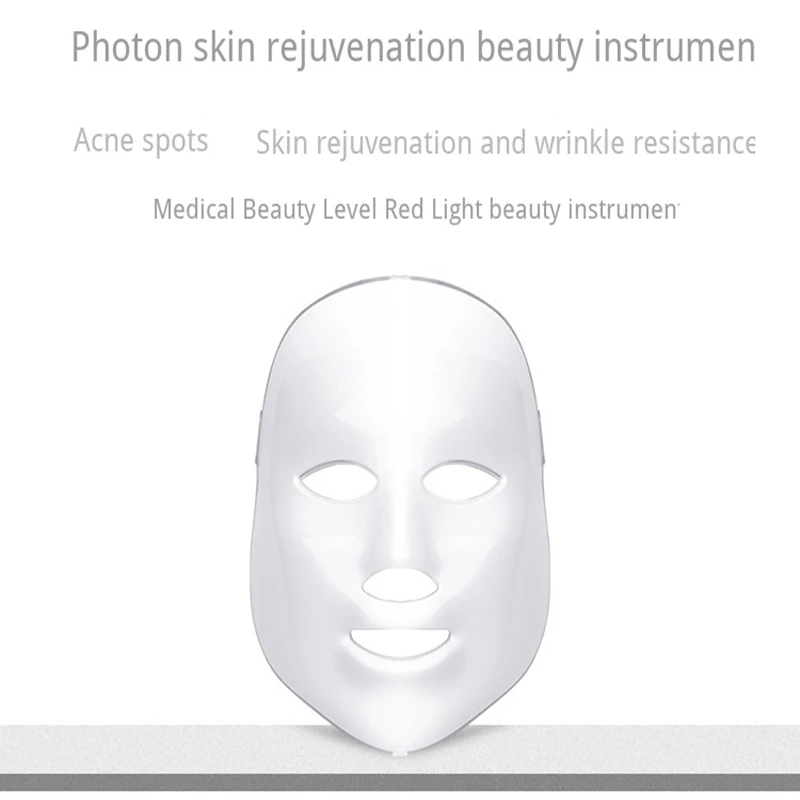 Светодиодная маска для лица, 7 цветов, фотонная электрическая маска для лица, омоложение кожи, уход за лицом, красота, анти-акне, терапия, отбеливание - Цвет: WhiteUK