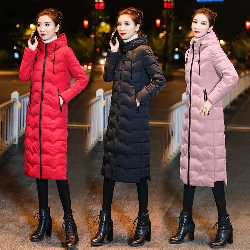 Cotton-Padded Jacket Women Mid-Length 2023 New Slim Winter Was Thinner Over The Knee Padded Coat Down Padded Jacket DA