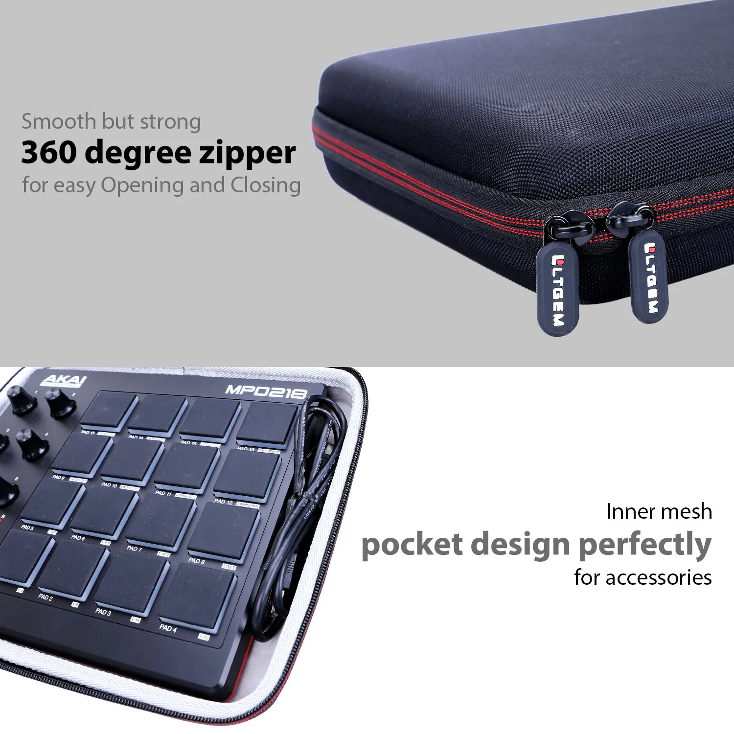 EVA Hard Case for AKAI Professional MPD218 Ultra Portable USB Bus Powered 16 Pad USB MIDI Pad Controller