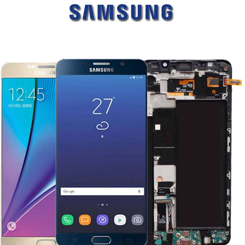 Original LCD Display for SAMSUNG Galaxy Note 5 Note5 N9200 N920F N920A N920T N920C N920V N920 Touch Screen Digitizer Frame | Мобильные