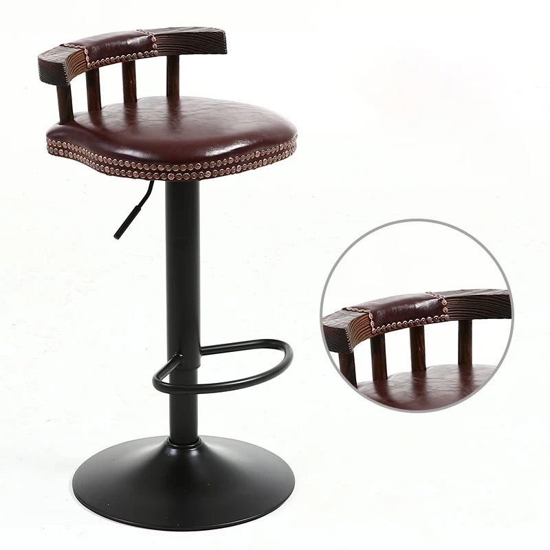 Промышленный винтажный стиль, для стула, деревенский Ретро поворотный барный стул, стул для кафе со спинкой, для ресторана, бара, кафе, минималистичный домашний декор - Цвет: D Brown