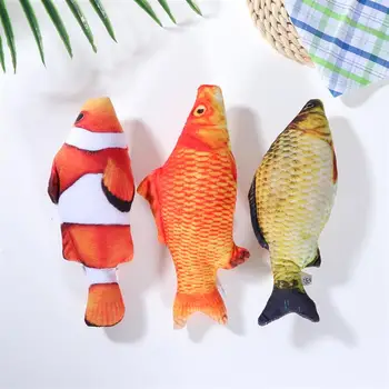 

3Pcs Pet Cat Toy Creative Fish Shape Toy Cat Playing Soft Plush Stuffed Toy Home Decor Gifts (Clown Fish Carp Crucian)