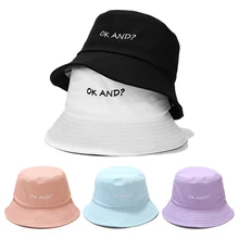 

Unisex Summer Bucket Hat Women Letter Embroidery Foldable Outdoor Sunscreen Cotton Fishing Hunting Cap Men Sun Prevent Hats