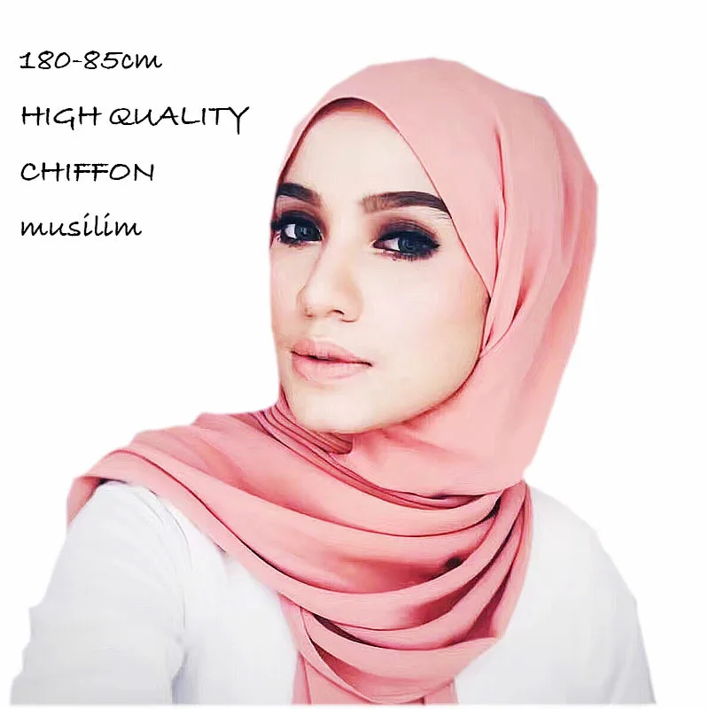 

180*85cm Women Muslim Bubble Chiffon Solid Color Shawls Hijab Winter Scarves Hijab Scarf Islamic Clothing Adult Scarf Hijabs