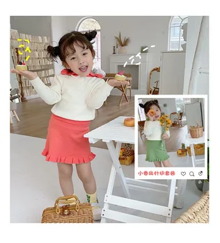 

Children Clothing 2020 Spring Girls Fashion Long Sleeve Knitting Sweater Top with Skirt Suit Little Kids Fresh Wool Cotton Sets