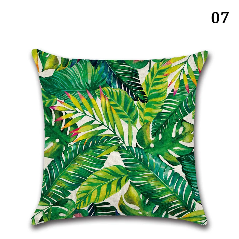 Льняной чехол для подушки 45 см с изображением листьев леса и дерева наволочка